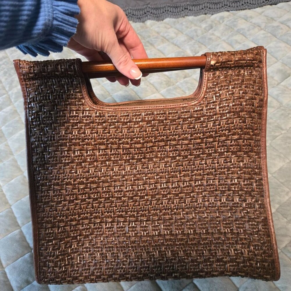 Vintage Fossil Brown woven leather bag